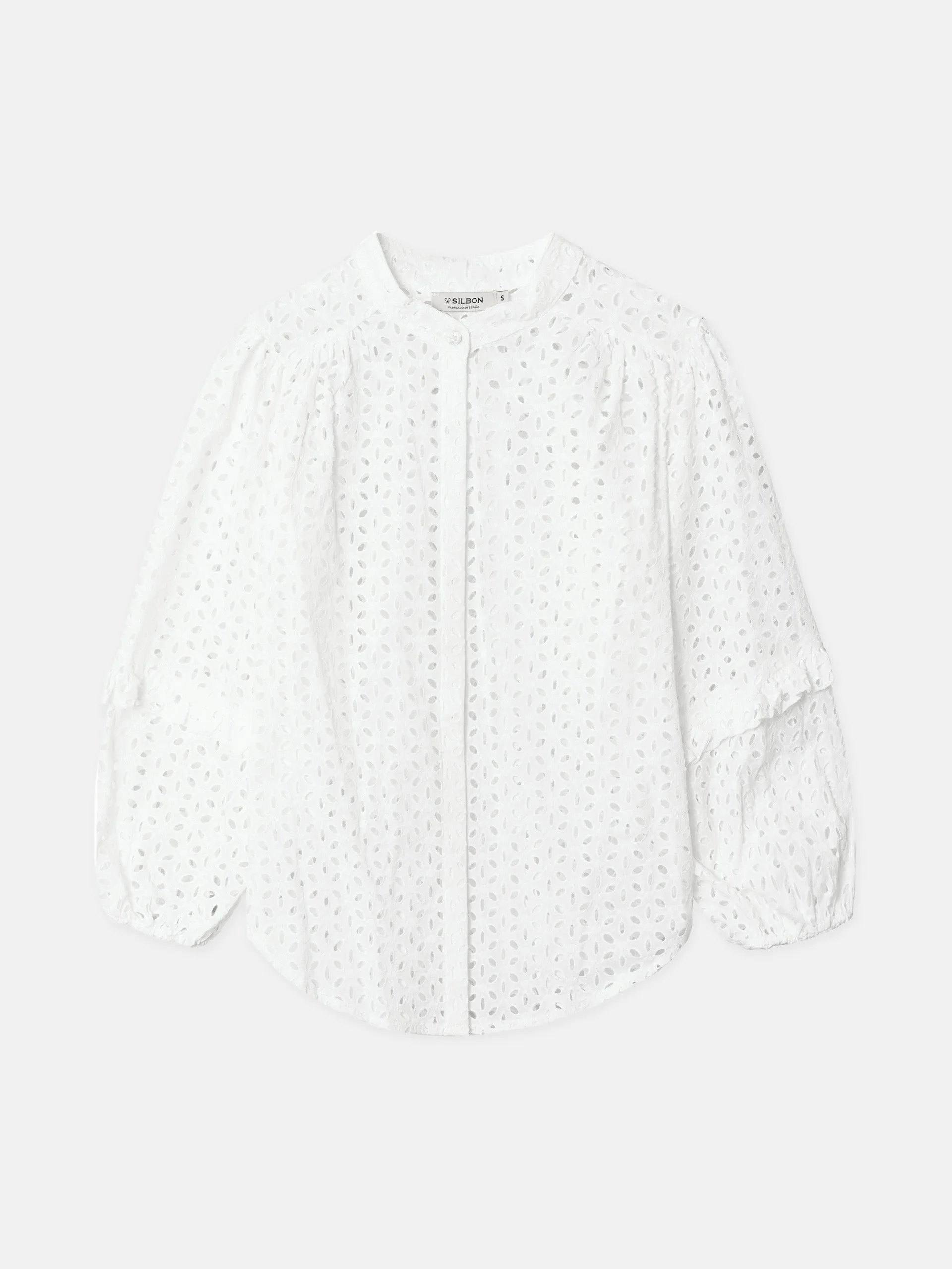 Camisa bordada manga larga blanca
