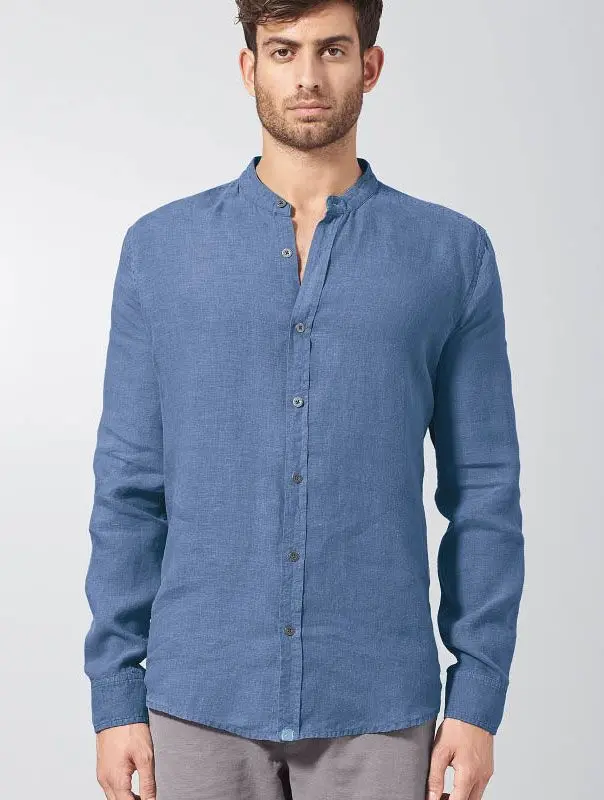 Camisa cuello mao hombre. Tejido 100% cáñamo