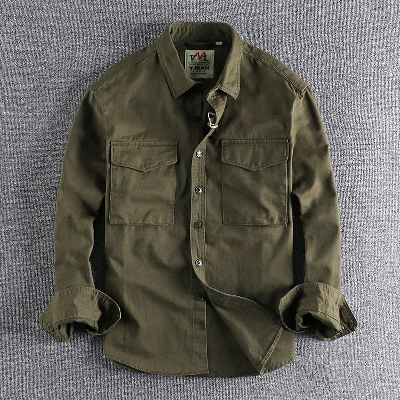 Camisa De Color Sólido En Algodón Para Hombre