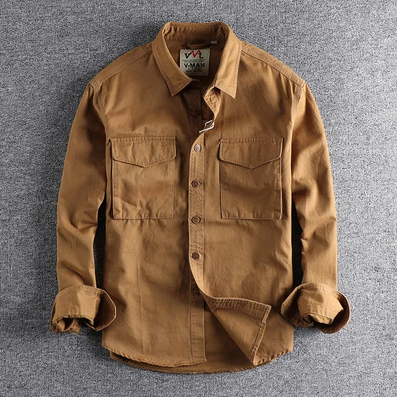 Camisa De Color Sólido En Algodón Para Hombre
