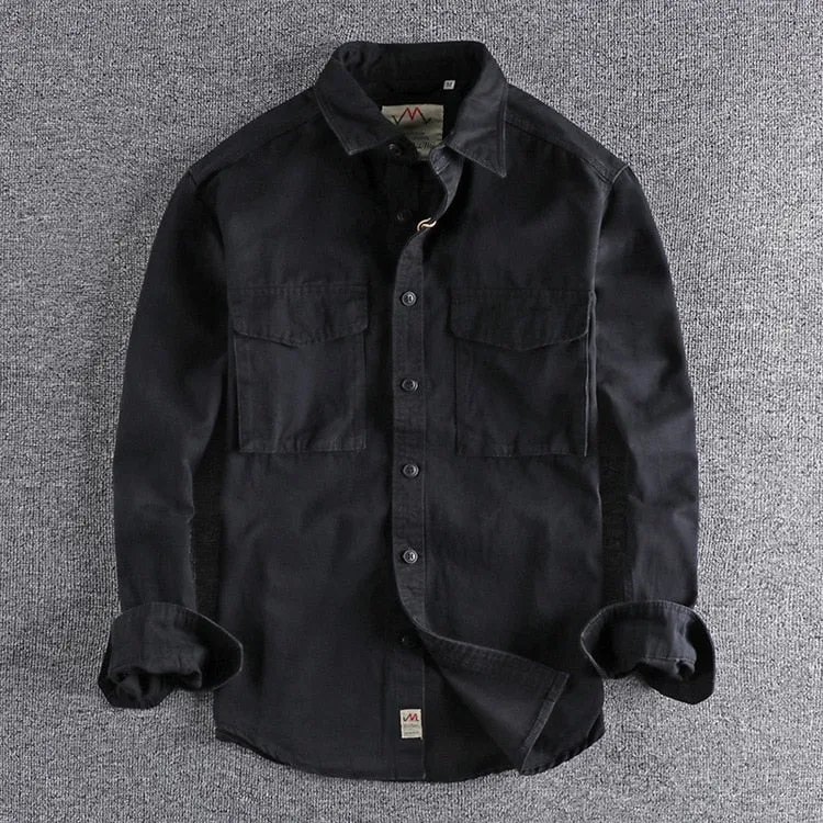 Camisa De Color Sólido En Algodón Para Hombre
