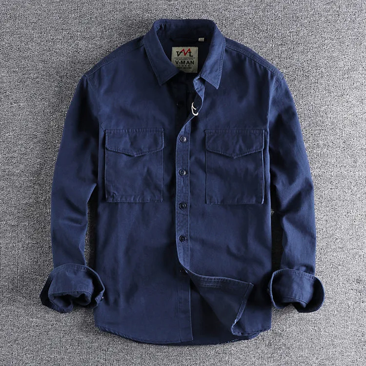 Camisa De Color Sólido En Algodón Para Hombre