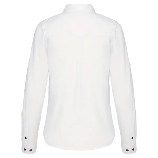 Camisa de lino y algodón de manga larga para mujer