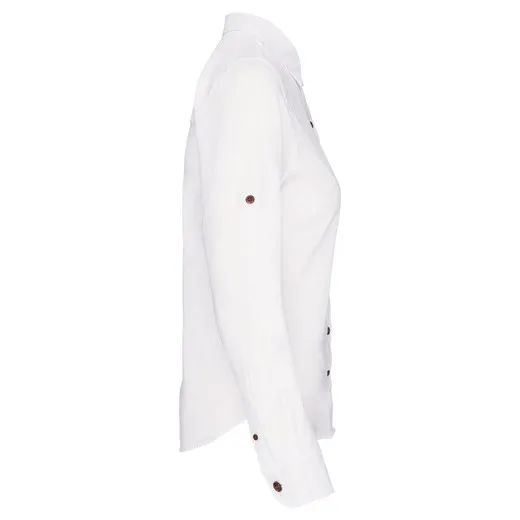 Camisa de lino y algodón de manga larga para mujer