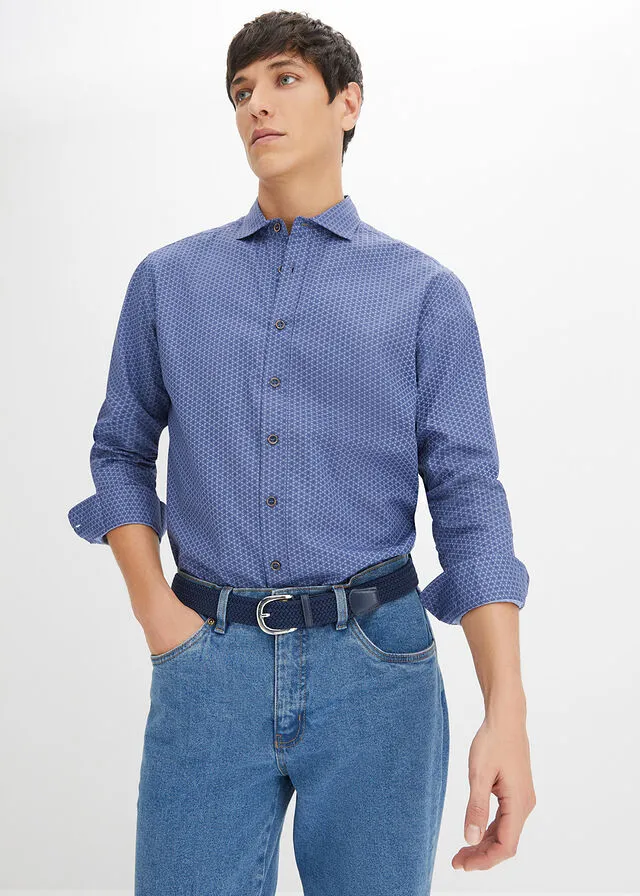 Camisa de manga larga Azul