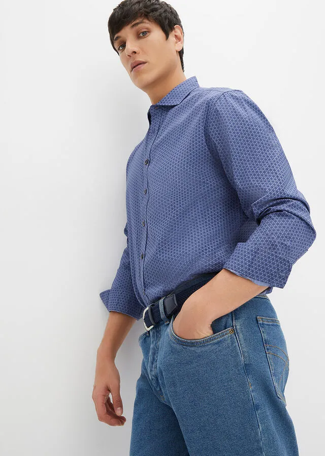 Camisa de manga larga Azul