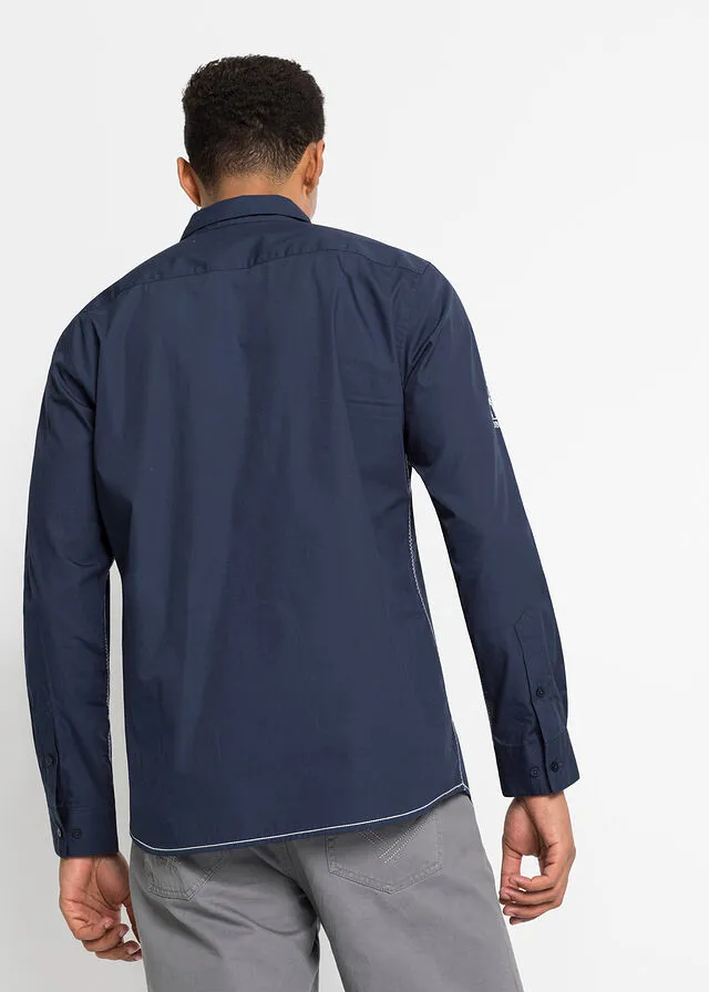 Camisa de manga larga con estampado Azul marino con estampado