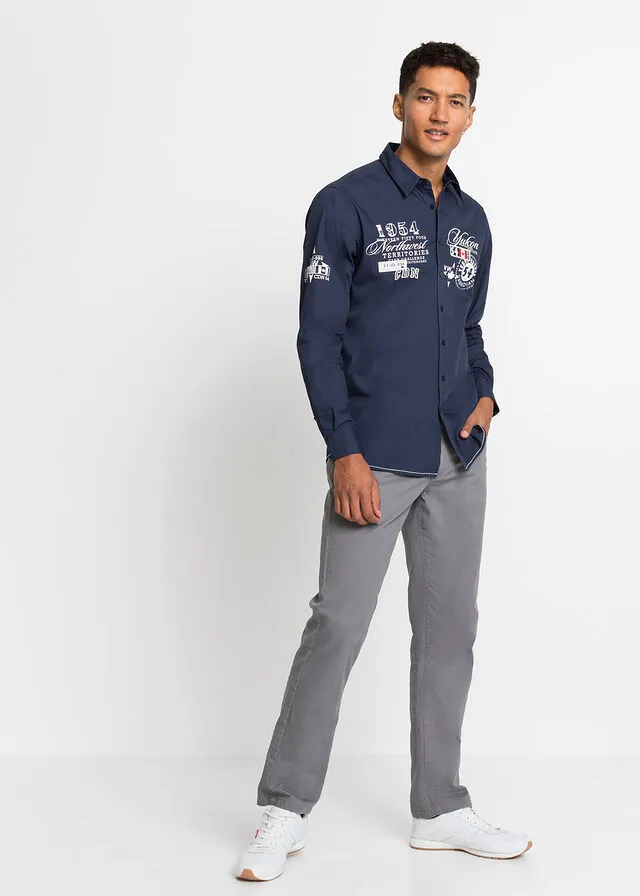 Camisa de manga larga con estampado Azul marino con estampado