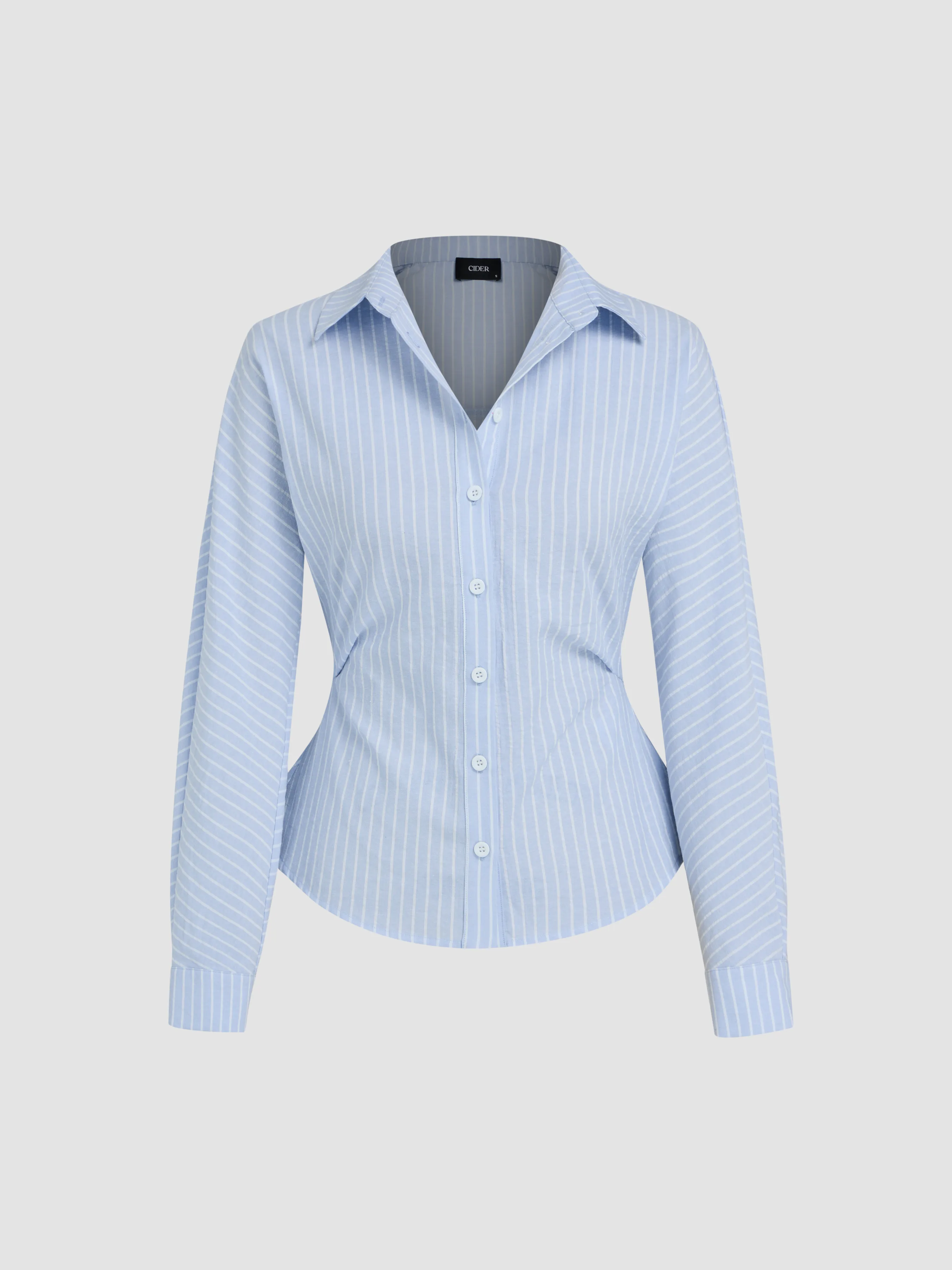 Camisa de rayas con cuello de manga larga