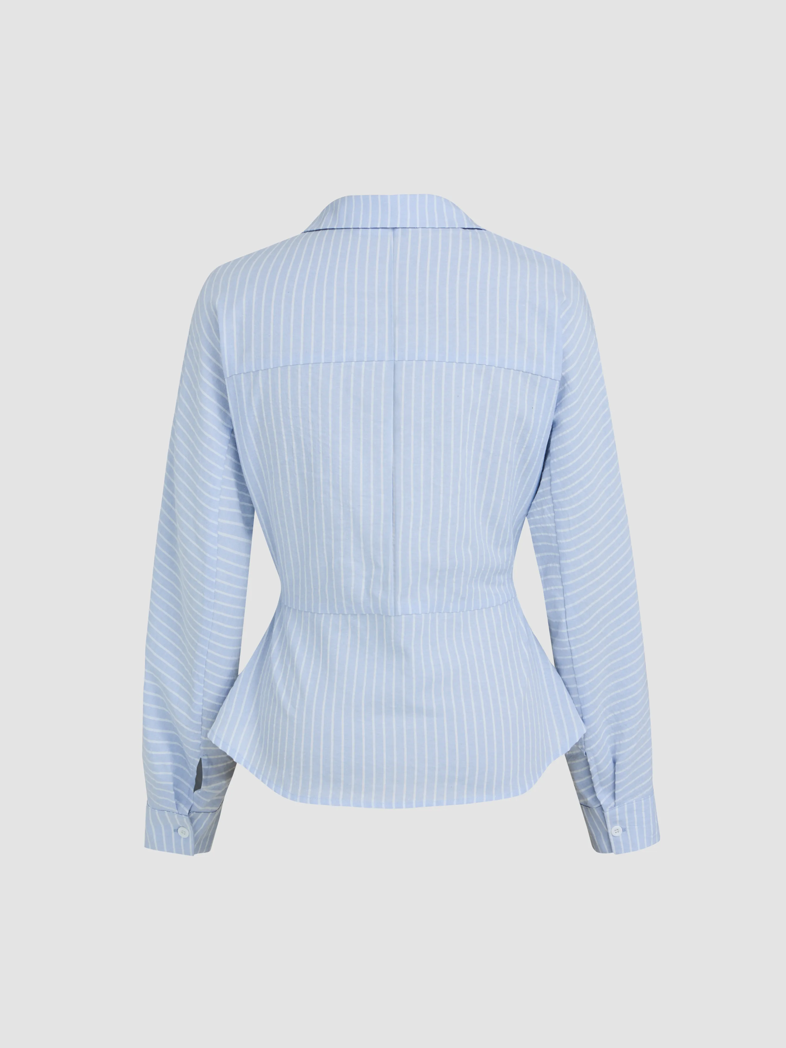 Camisa de rayas con cuello de manga larga