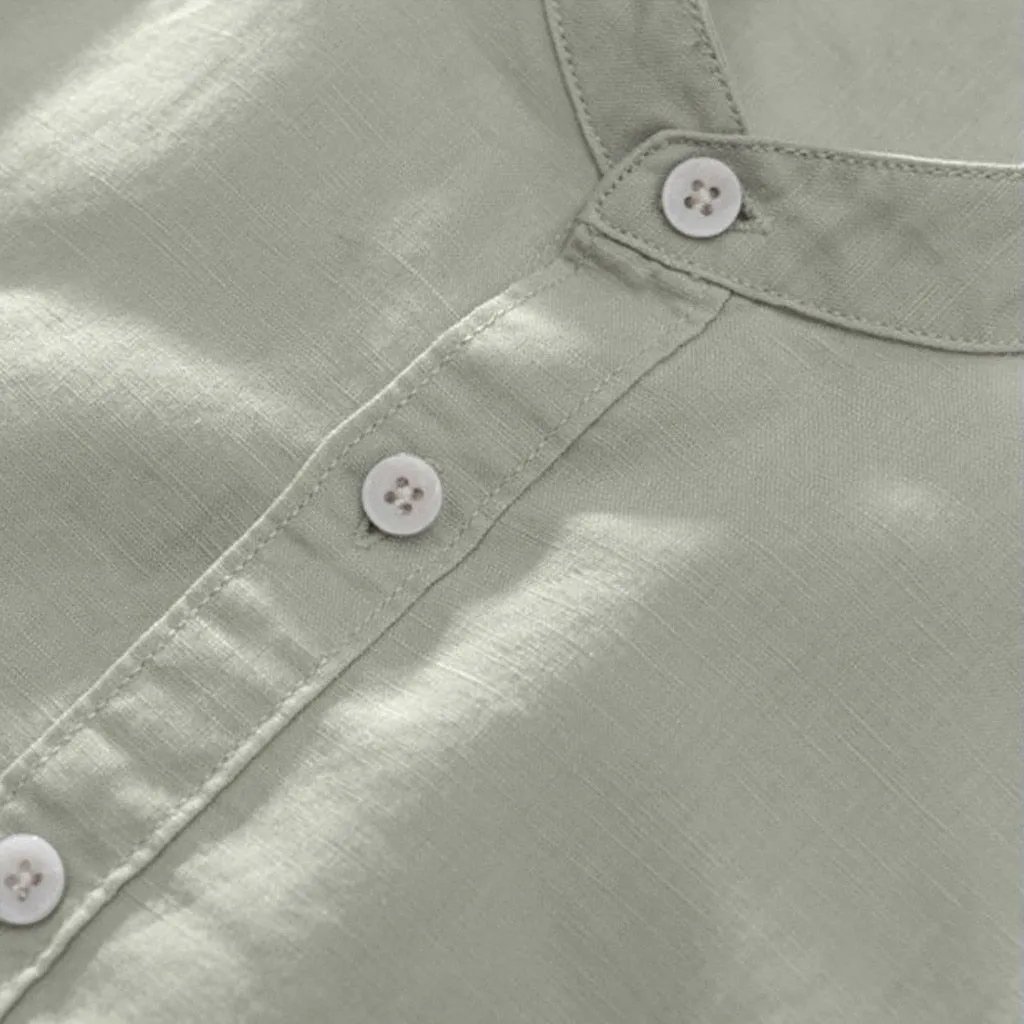 Camisa Holgada De Algodón Y Lino Para Hombre