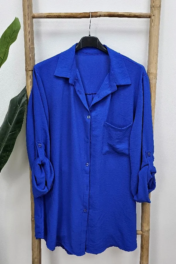 Camisa Larga Basic Azulon