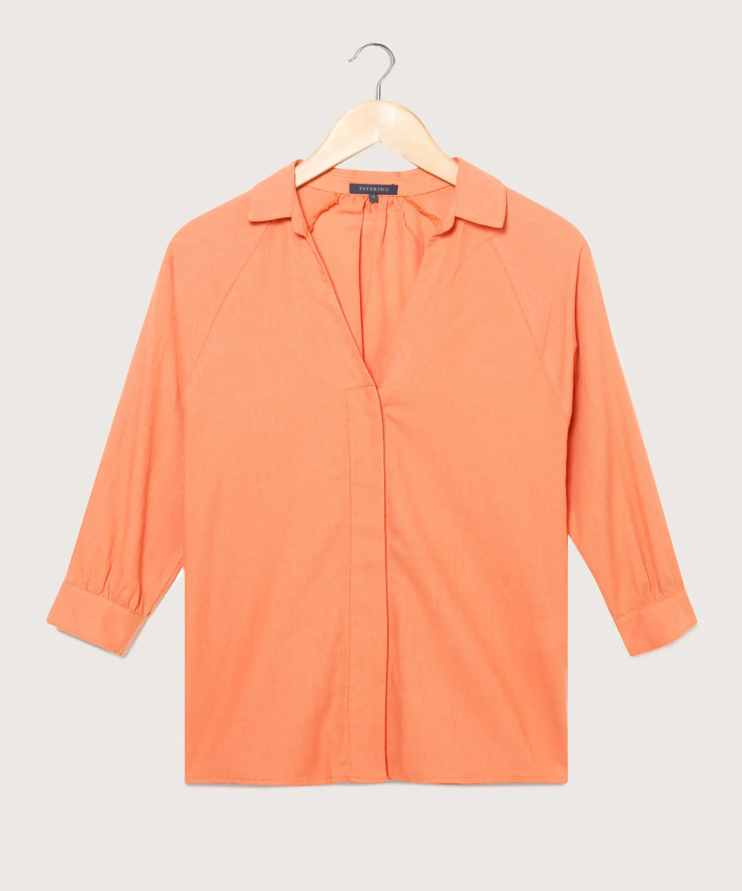 CAMISA MANGA TRES CUARTOS CON PU&NTILDE;O UNICOLOR