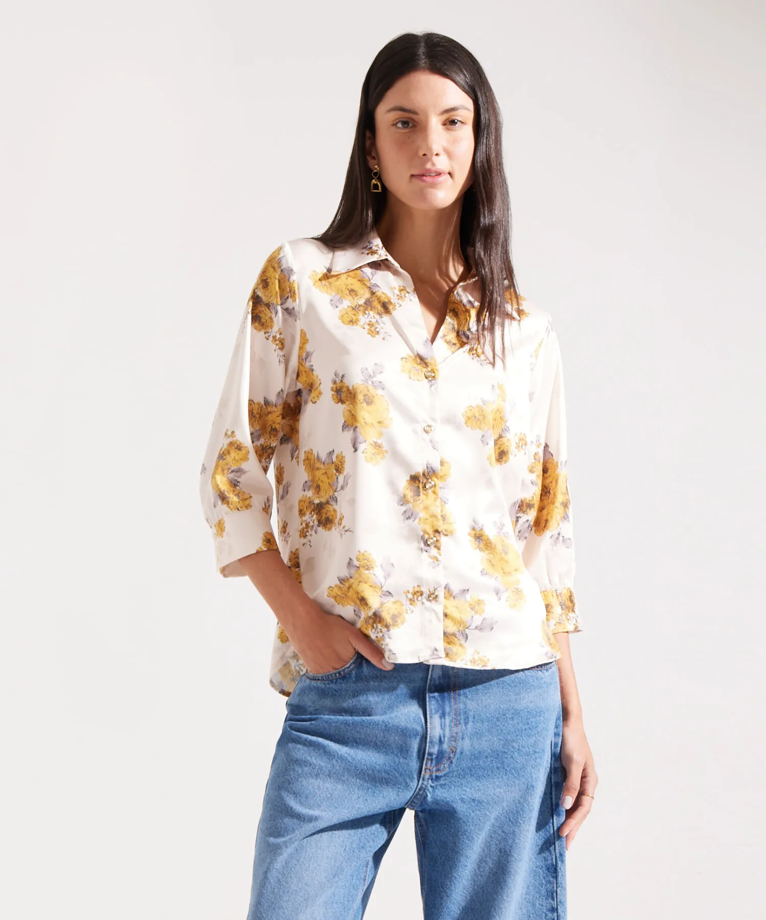 CAMISA MANGA TRES CUARTOS ESTAMPADA