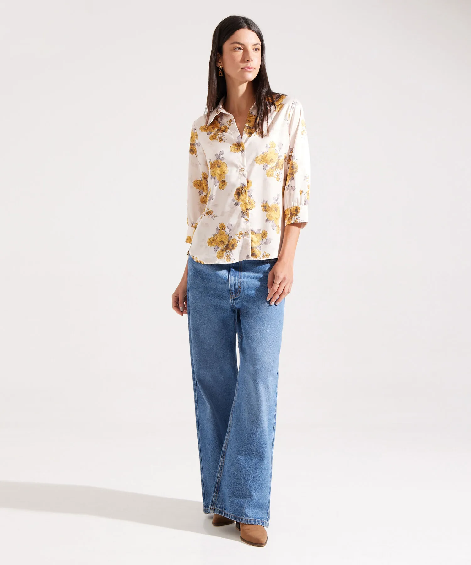 CAMISA MANGA TRES CUARTOS ESTAMPADA