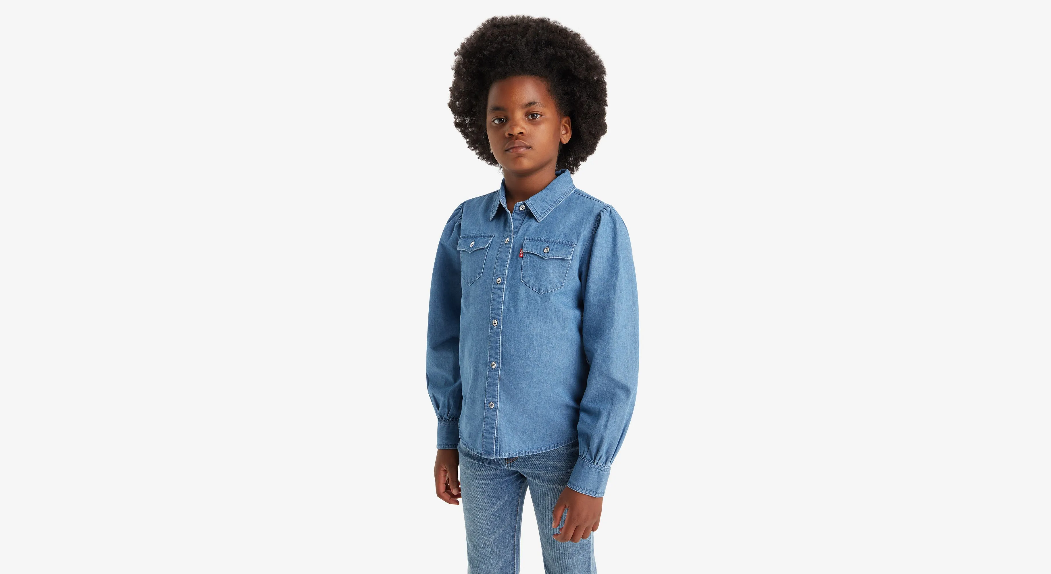 Camisa Para Adolescentes De Manga Larga Tejana En Denim