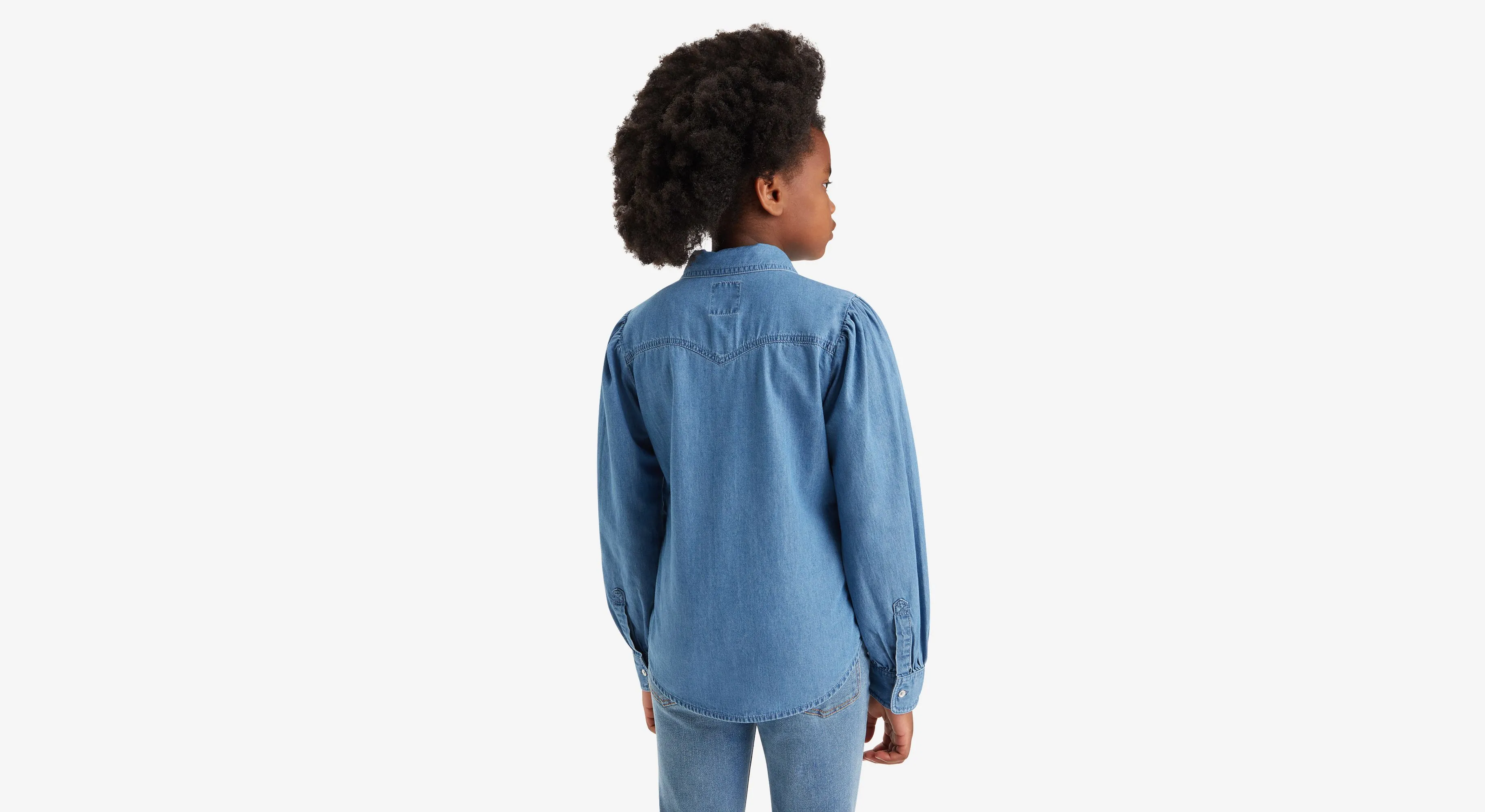 Camisa Para Adolescentes De Manga Larga Tejana En Denim