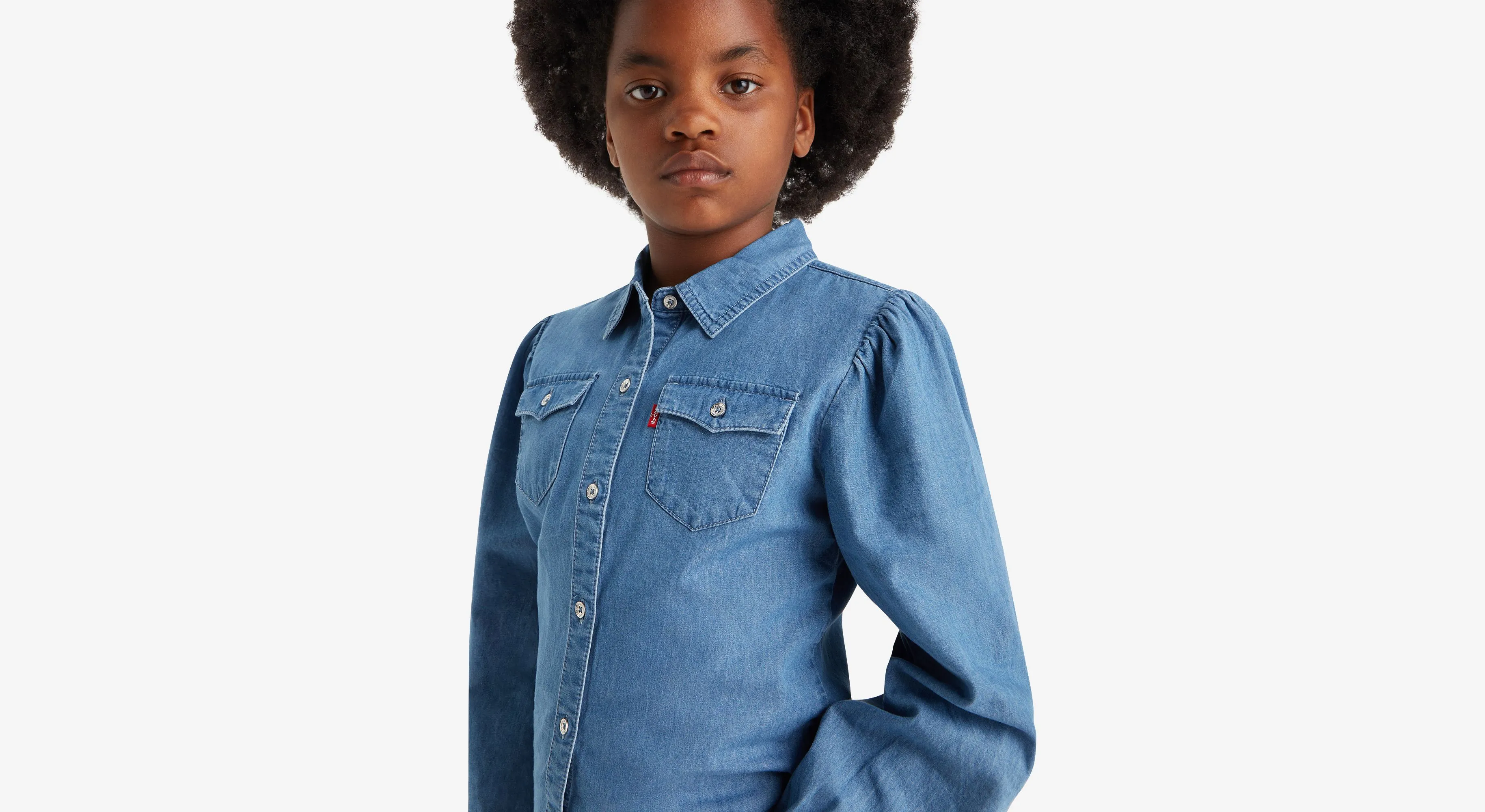 Camisa Para Adolescentes De Manga Larga Tejana En Denim