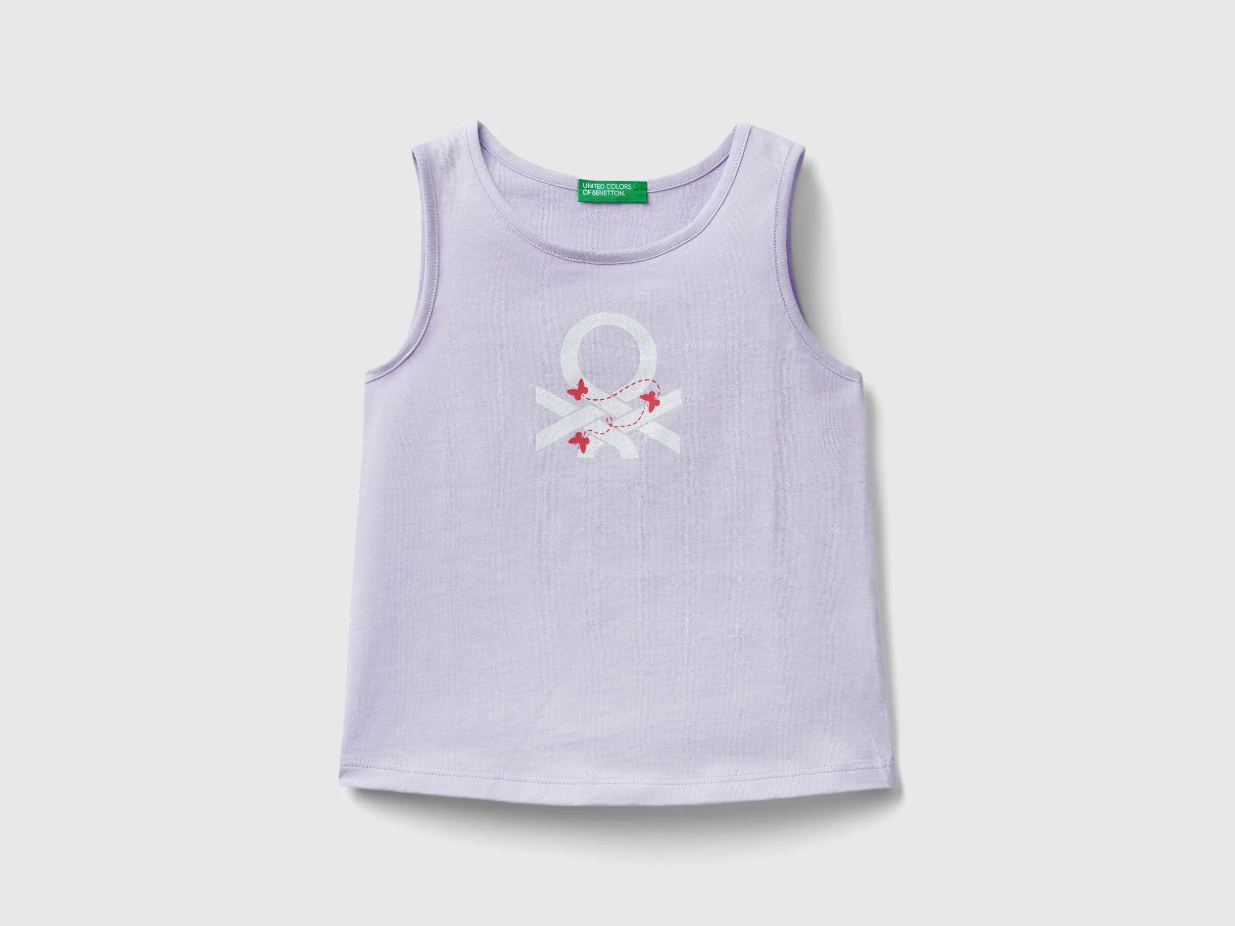 Camiseta de algodón orgánico con logotipo y sin mangas