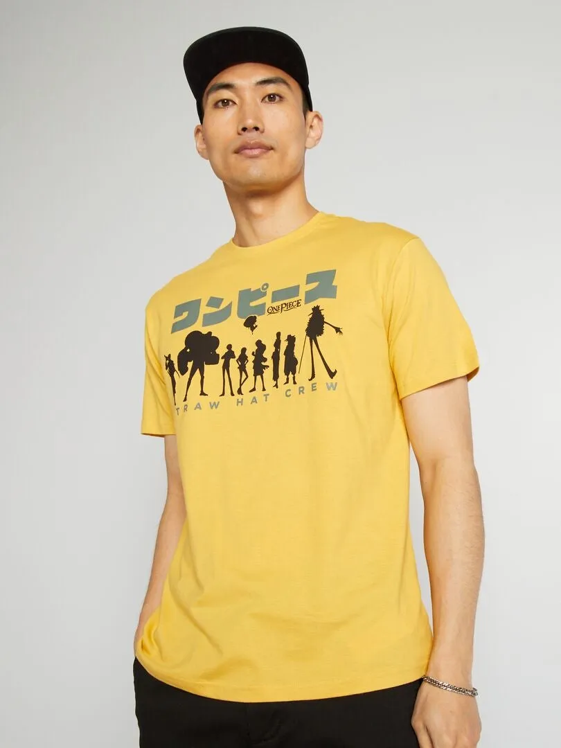 CAMISETA DE CUELLO REDONDO ESTAMPADA 'ONE PIECE'  AMARILLO