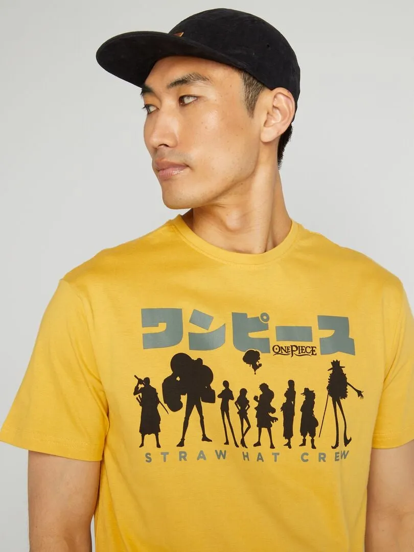 CAMISETA DE CUELLO REDONDO ESTAMPADA 'ONE PIECE'  AMARILLO