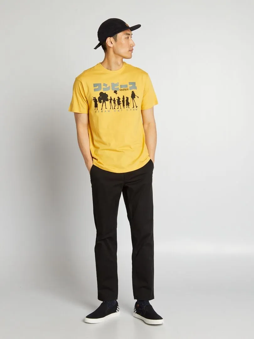 CAMISETA DE CUELLO REDONDO ESTAMPADA 'ONE PIECE'  AMARILLO