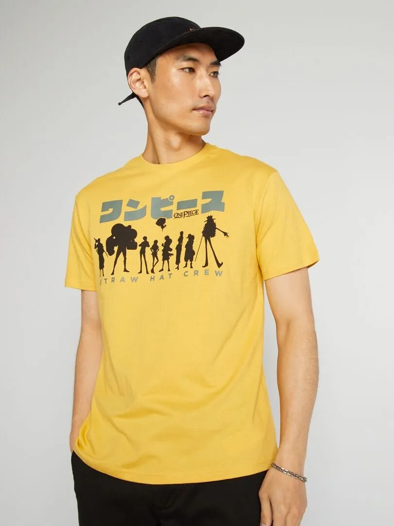 CAMISETA DE CUELLO REDONDO ESTAMPADA 'ONE PIECE'  AMARILLO