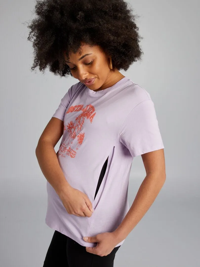 CAMISETA DE LACTANCIA CON CUELLO REDONDO  PURPURA