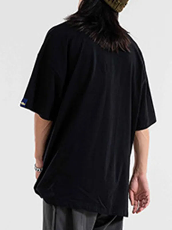 Camiseta de manga corta suelta con estampado circular para hombre
