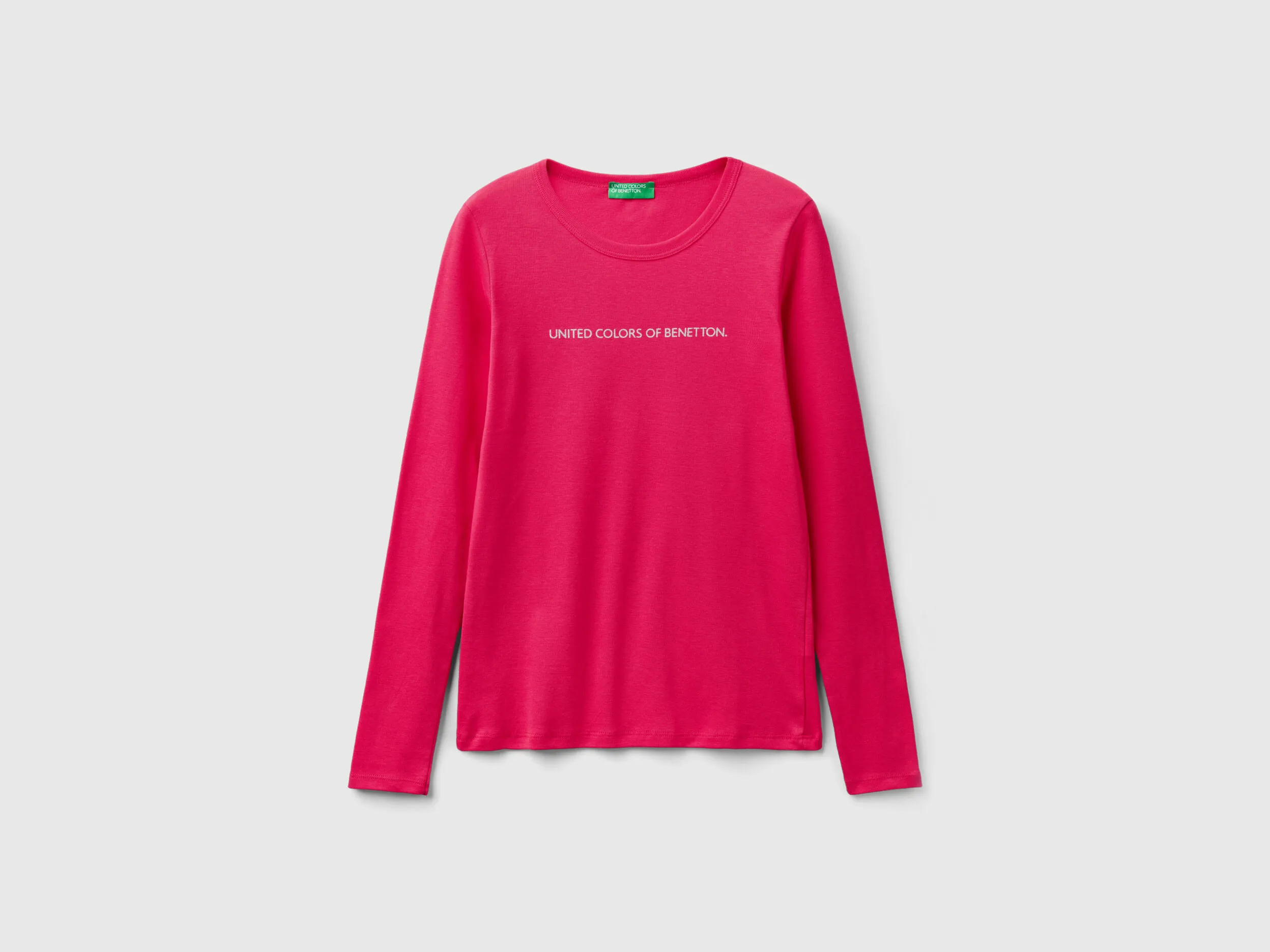 Camiseta de manga larga de 100 % algodón fucsia