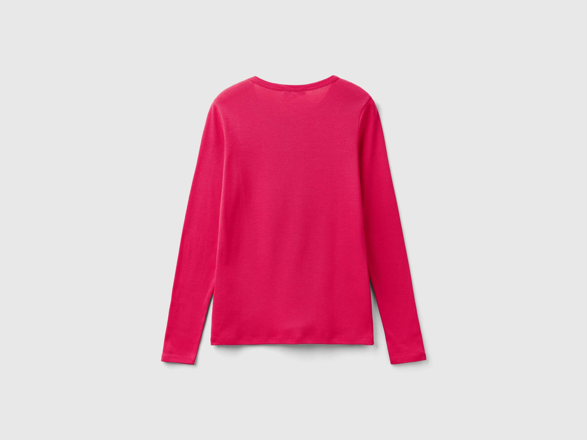 Camiseta de manga larga de 100 % algodón fucsia