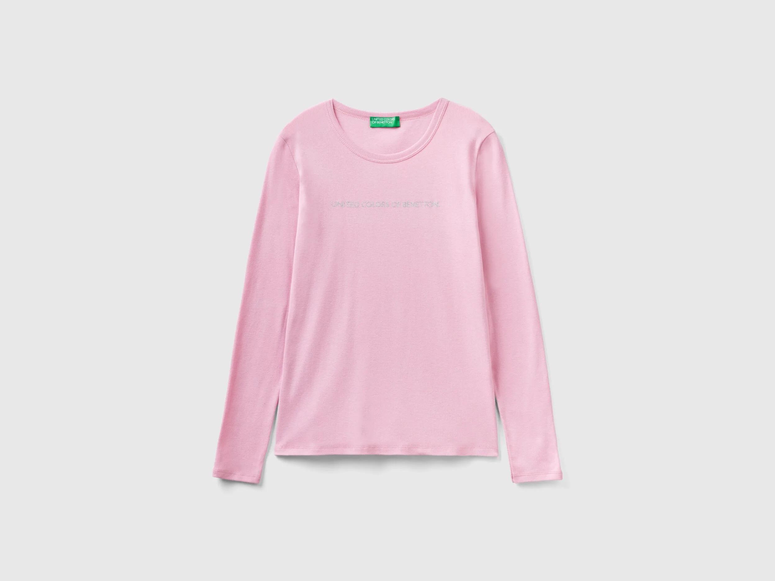 Camiseta de manga larga de 100 % algodón rosa pastel