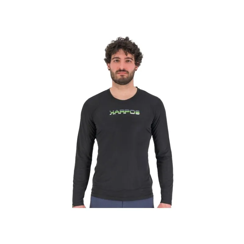 Camiseta de manga larga para hombre Karpos LOMA JERSEY LS (NEGRO/VERDE JASMÍN)