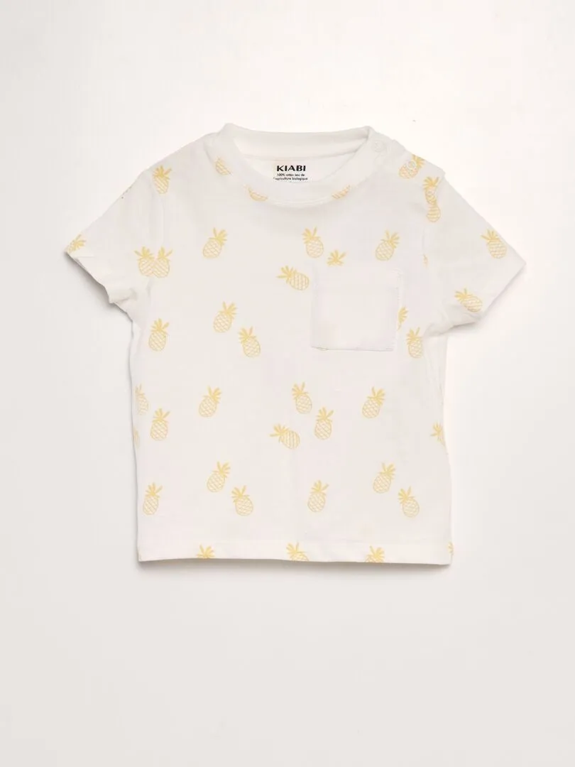 CAMISETA ESTAMPADA CON BOLSILLO  BLANCO