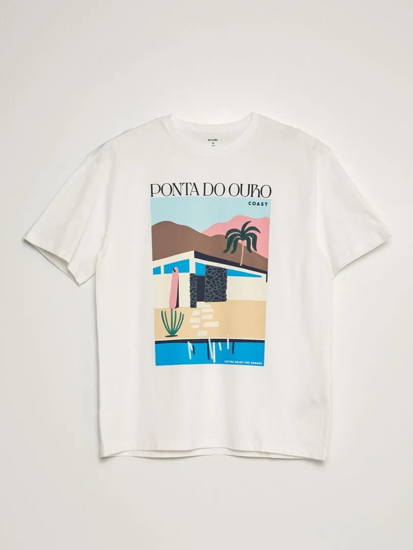 CAMISETA ESTAMPADA CON CUELLO REDONDO  BLANCO