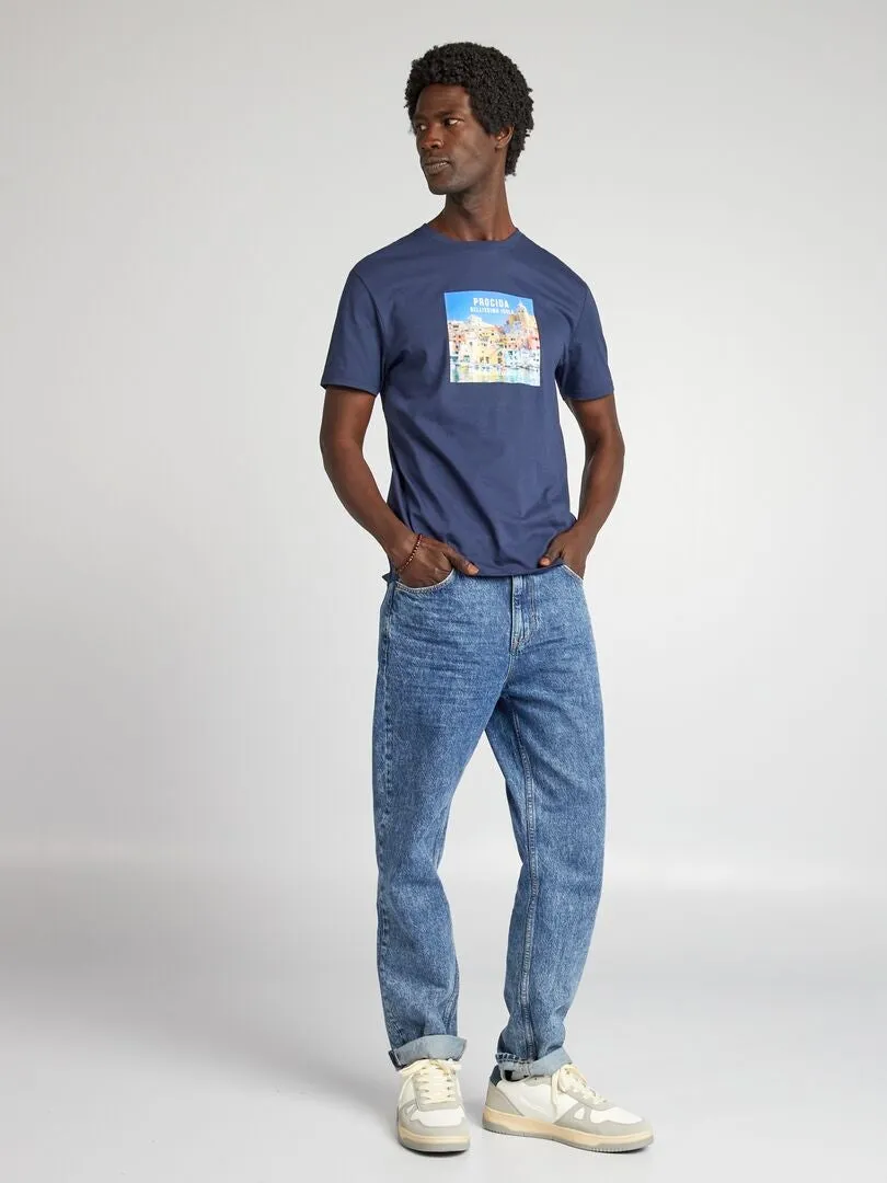 CAMISETA ESTAMPADA DE MANGA CORTA  AZUL