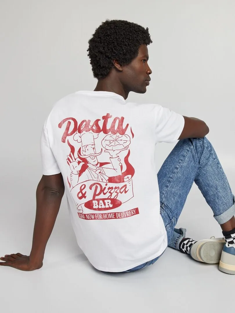 CAMISETA ESTAMPADA DE MANGA CORTA  BLANCO