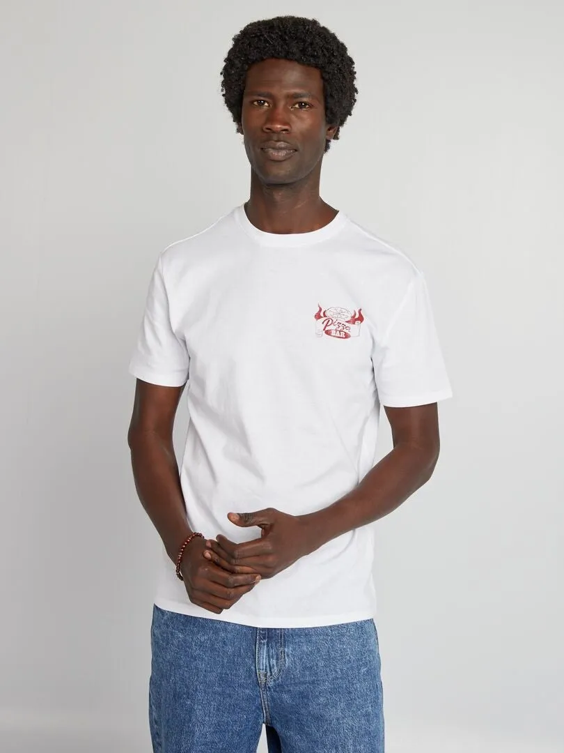 CAMISETA ESTAMPADA DE MANGA CORTA  BLANCO