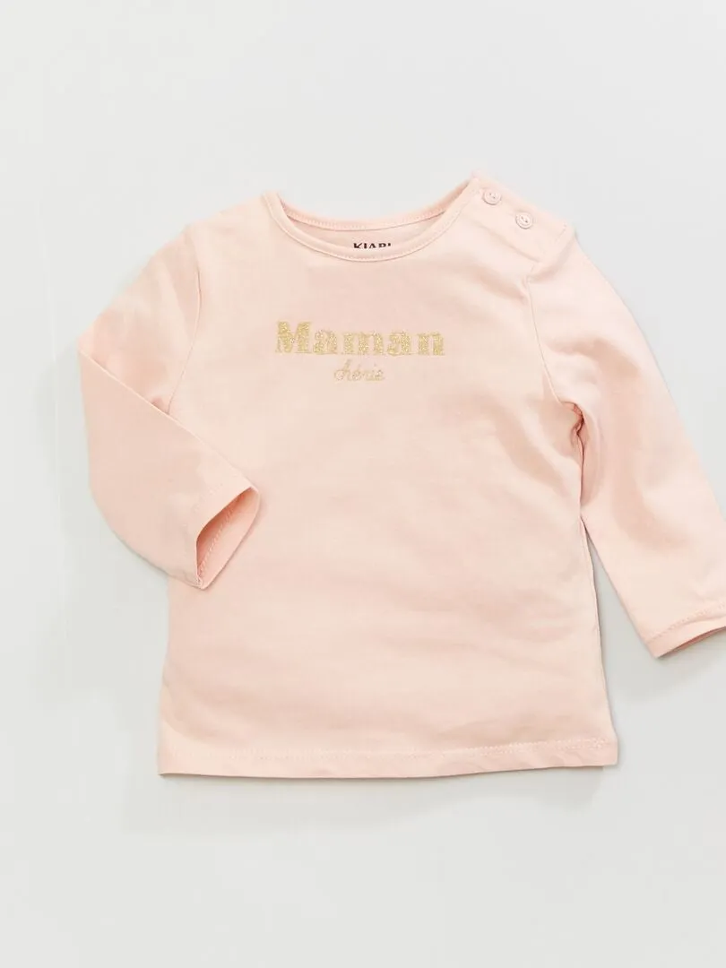 CAMISETA ESTAMPADA DE MANGA LARGA  ROSA