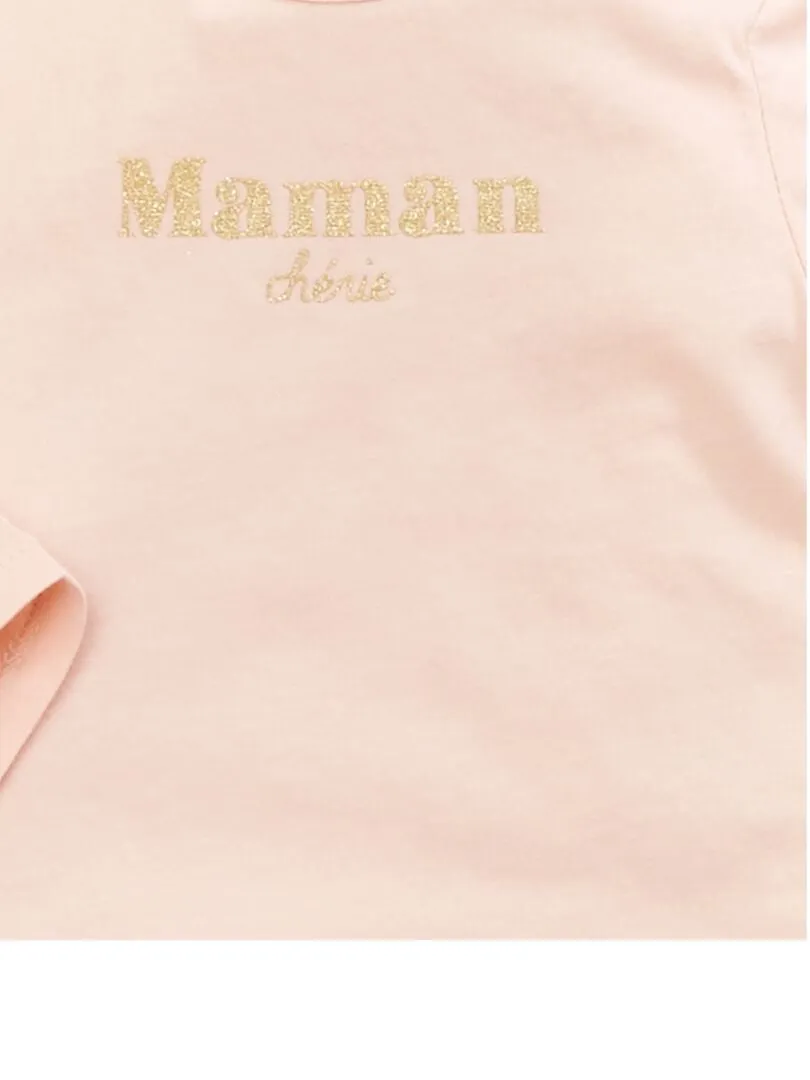 CAMISETA ESTAMPADA DE MANGA LARGA  ROSA