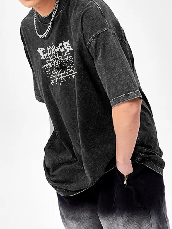 Camiseta extragrande de manga corta con estampado de arañas para hombre