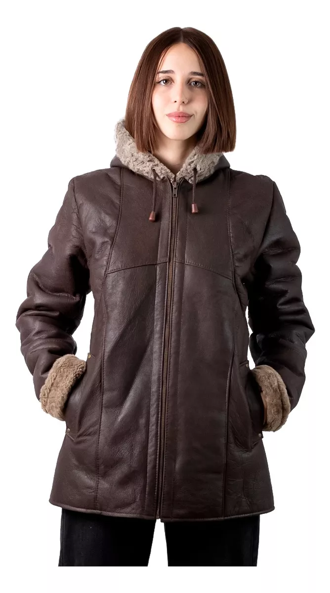 CAMPERA DE CUERO DE OVEJA DE MUJER AZUL  MODELO: 304