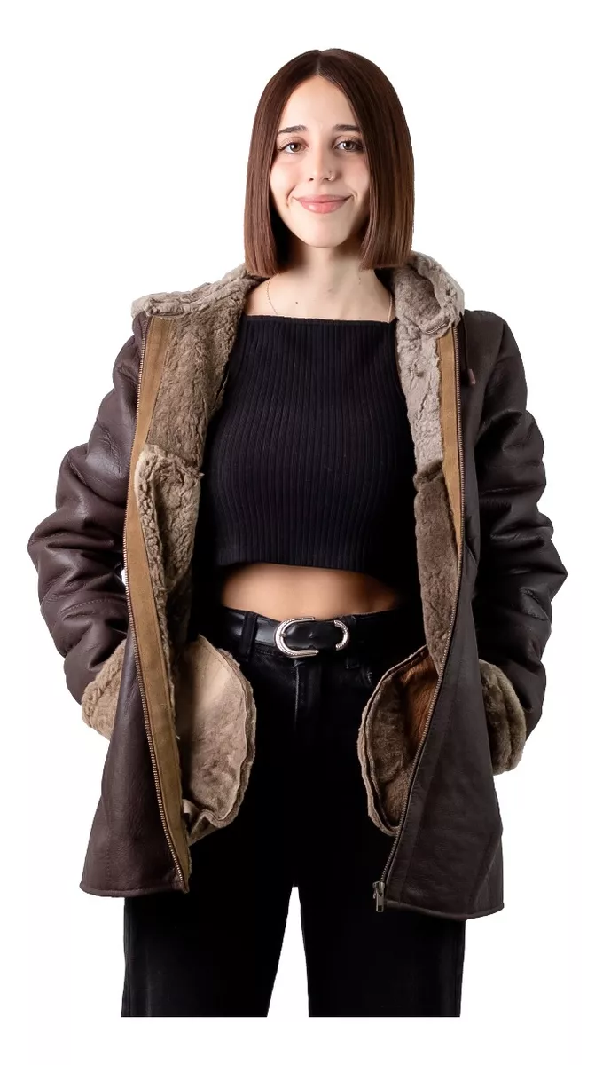 CAMPERA DE CUERO DE OVEJA DE MUJER AZUL  MODELO: 304