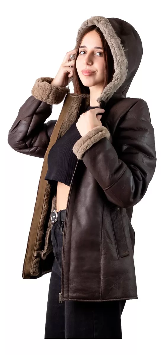 CAMPERA DE CUERO DE OVEJA DE MUJER AZUL  MODELO: 304