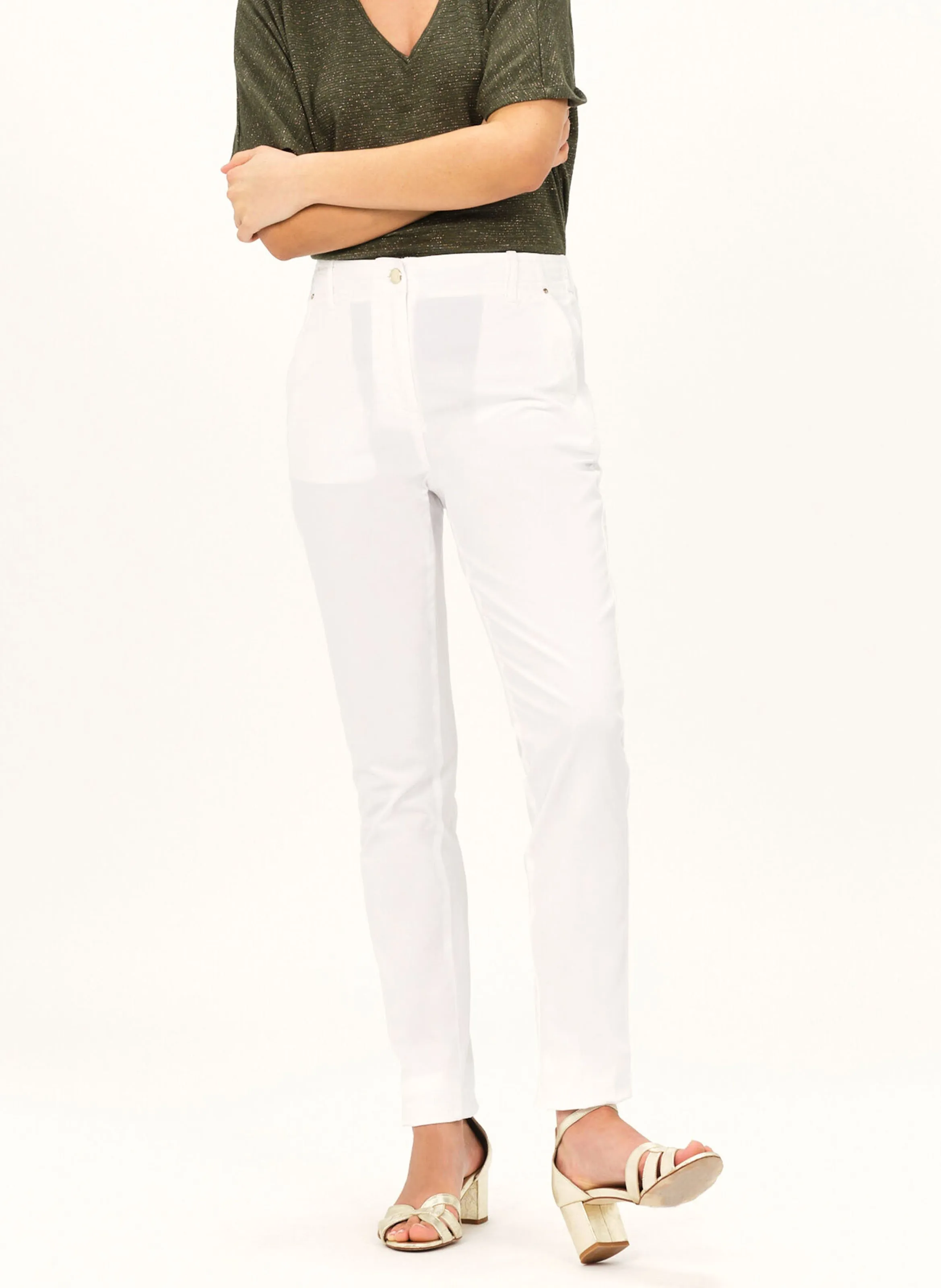 CAROLL PADEL  PANTALóN RECTO DE ALGODóN EN BLANCO