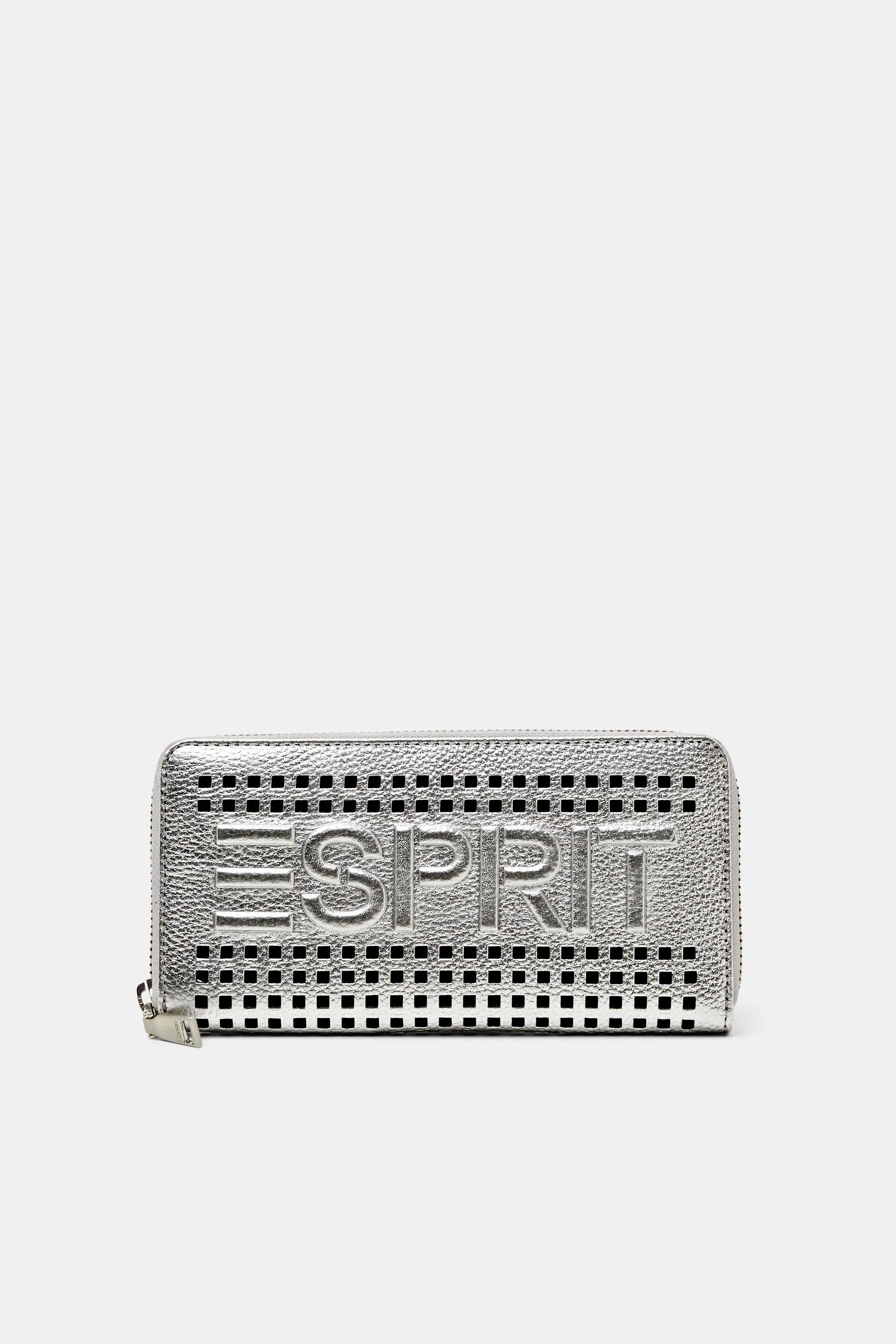 Cartera con cremallera, de piel con logotipo