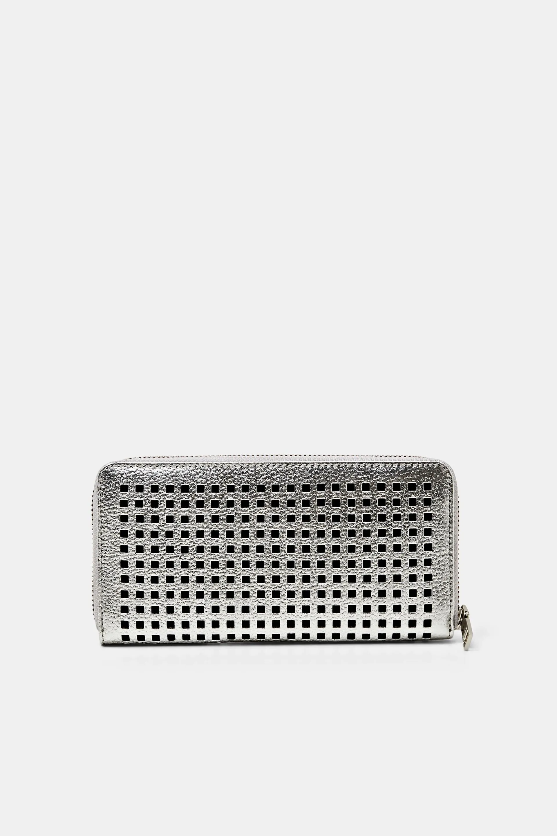 Cartera con cremallera, de piel con logotipo