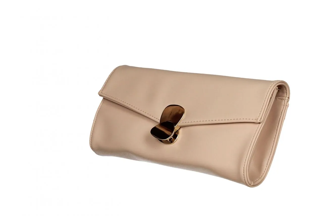 Cartera Nude Tapa Con Cierre Dos Piezas Oro