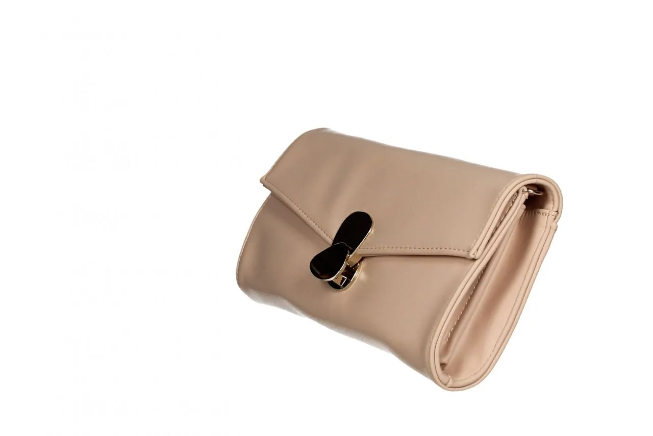 Cartera Nude Tapa Con Cierre Dos Piezas Oro