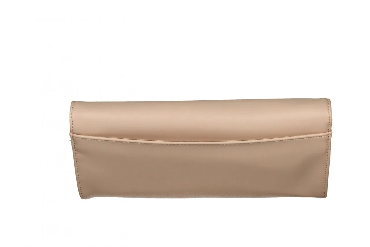 Cartera Nude Tapa Con Cierre Dos Piezas Oro